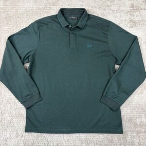 Hugo Boss Selection Mens XXL Long Sleeve Polo Shirt Dark Green Knit Logo XL